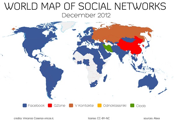 Facebookが127カ国で利用者No.1のSNSに。